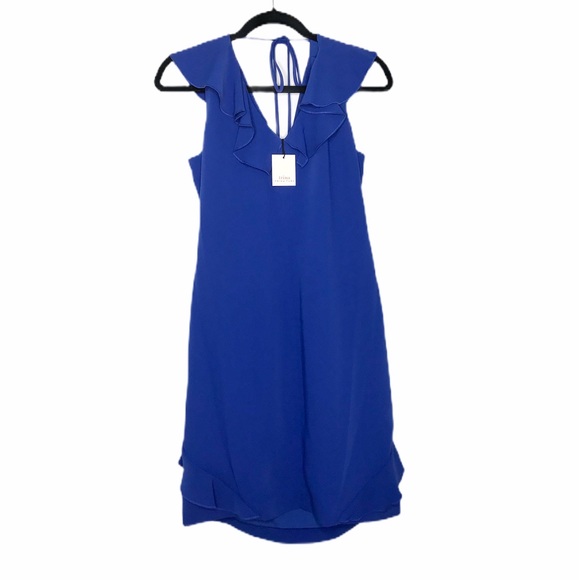 Trina Turk Sweetheart Ruffle Front Shift Dress in Blue Size Small - Picture 7 of 9